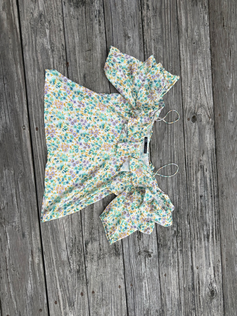 Zara Floral Off Shoulder Puff Sleeve Blouse